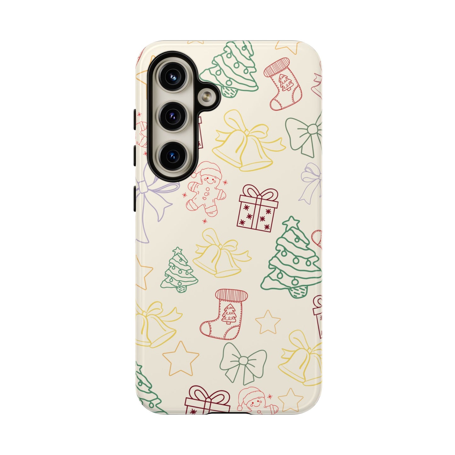 Minimal Christmas Holiday Outline Tough Phone Case