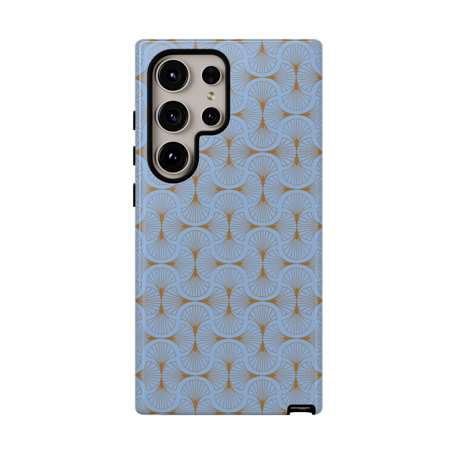 Tranquil Blue & Gold Fan Pattern Tough Phone Case