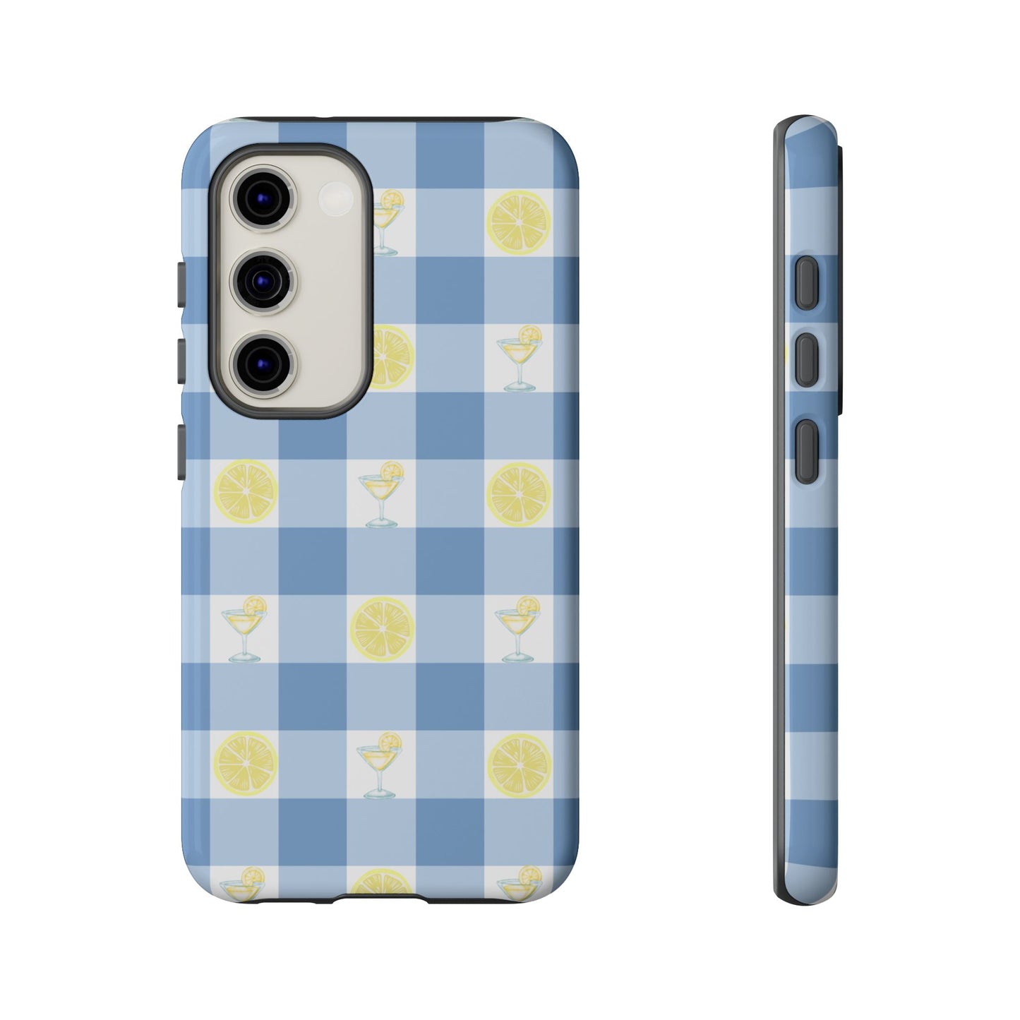 Summer Chic Lemon & Lemonade Aesthetic Gingham Plaid Tough Phone Case