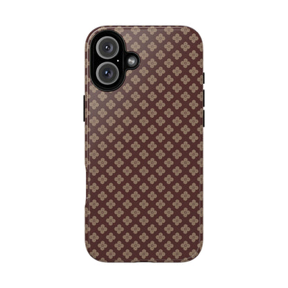 Earthy Brown & Beige Floral Tough Phone Case