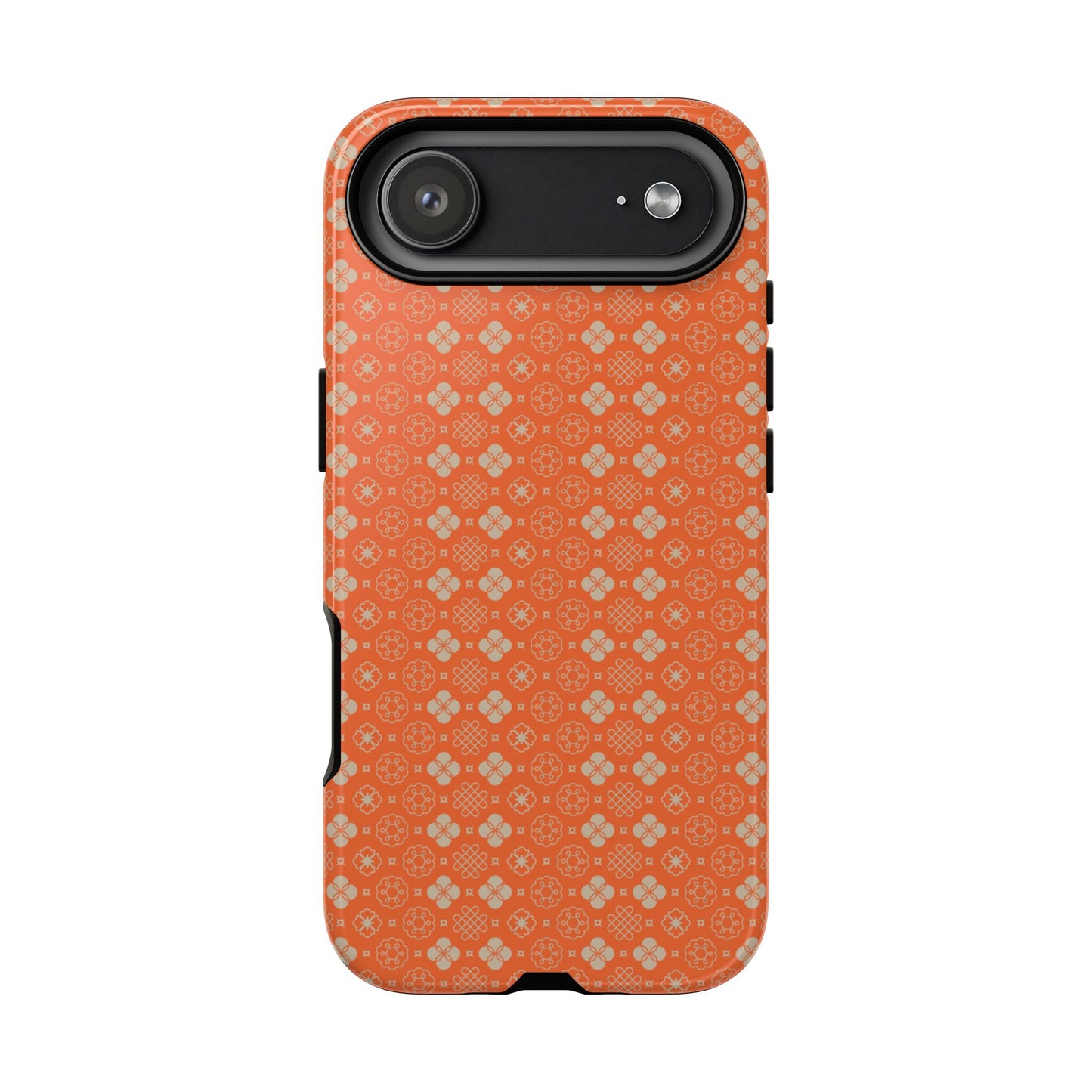 Warm Orange & Beige Japanese Vintage Floral Pattern Tough Phone Case