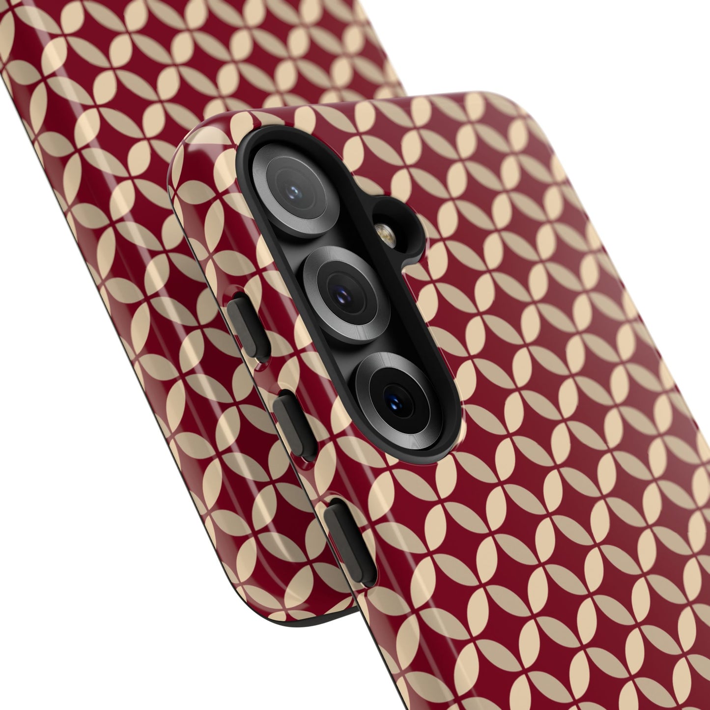 Vintage Geometric Red & Beige Interlocking Pattern Tough Phone Case