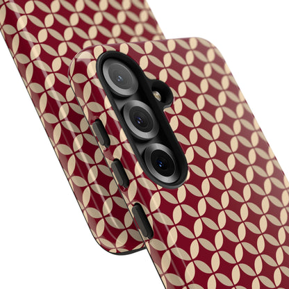 Vintage Geometric Red & Beige Interlocking Pattern Tough Phone Case