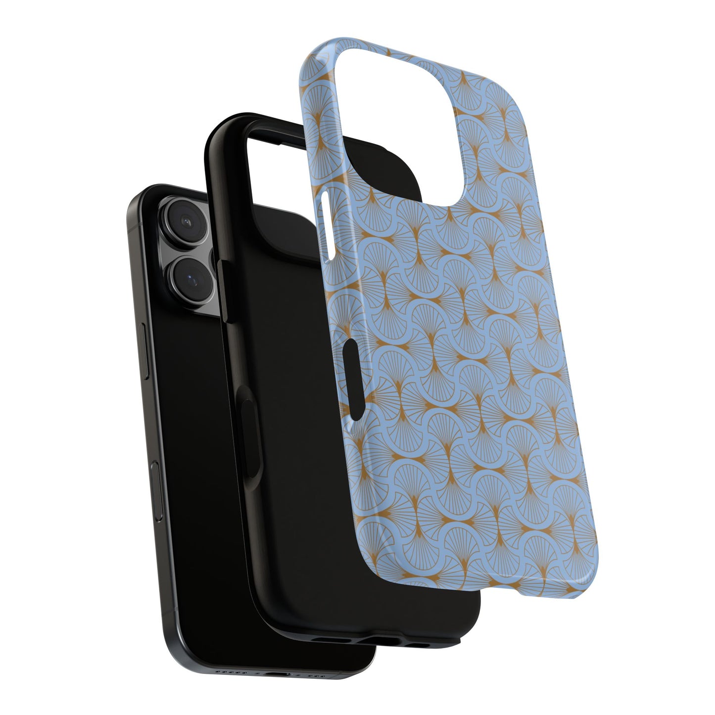 Tranquil Blue & Gold Fan Pattern Tough Phone Case