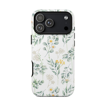 Watercolor Eucalyptus Branches and Daisy Tough Phone Case