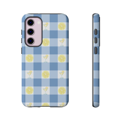 Summer Chic Lemon & Lemonade Aesthetic Gingham Plaid Tough Phone Case