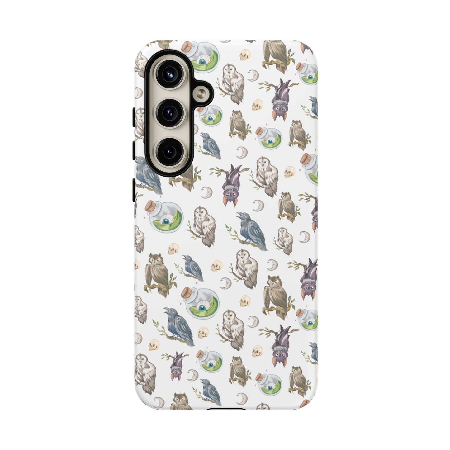 Whimsical Owl Crow Bat Eyeball Tough Phone Case
