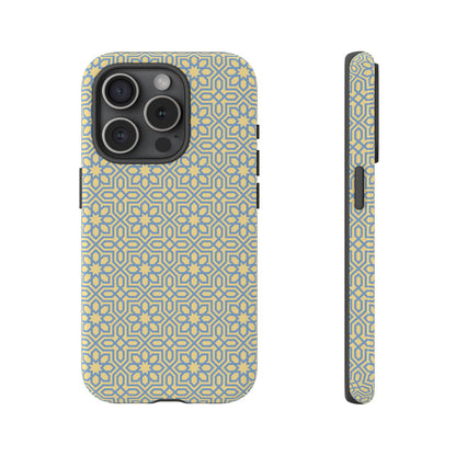 Pastel Yellow & Blue Floral Geometric Tough Phone Case
