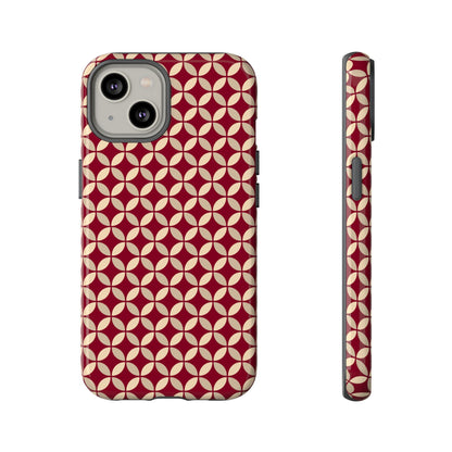 Vintage Geometric Red & Beige Interlocking Pattern Tough Phone Case