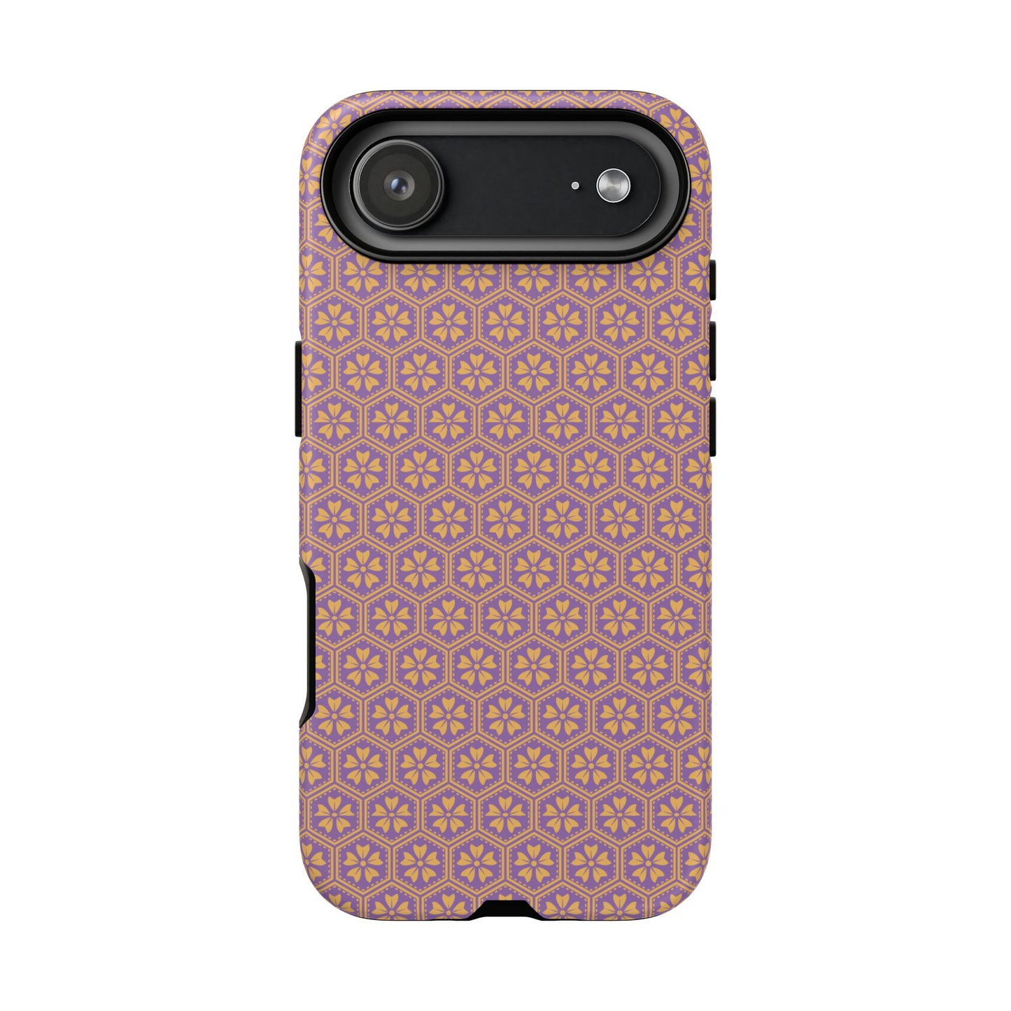 Vibrant Purple & Orange Floral Hexagon Tough Phone Case