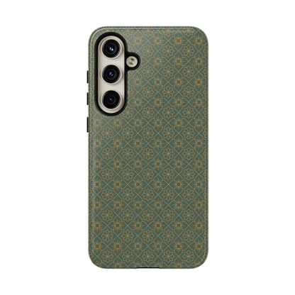 Opulent Dark Green & Gold Vintage Floral Tough Phone Case