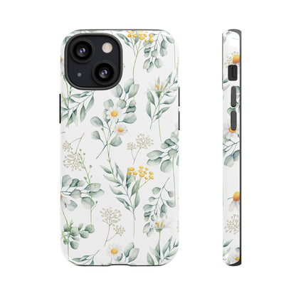 Watercolor Eucalyptus Branches and Daisy Tough Phone Case