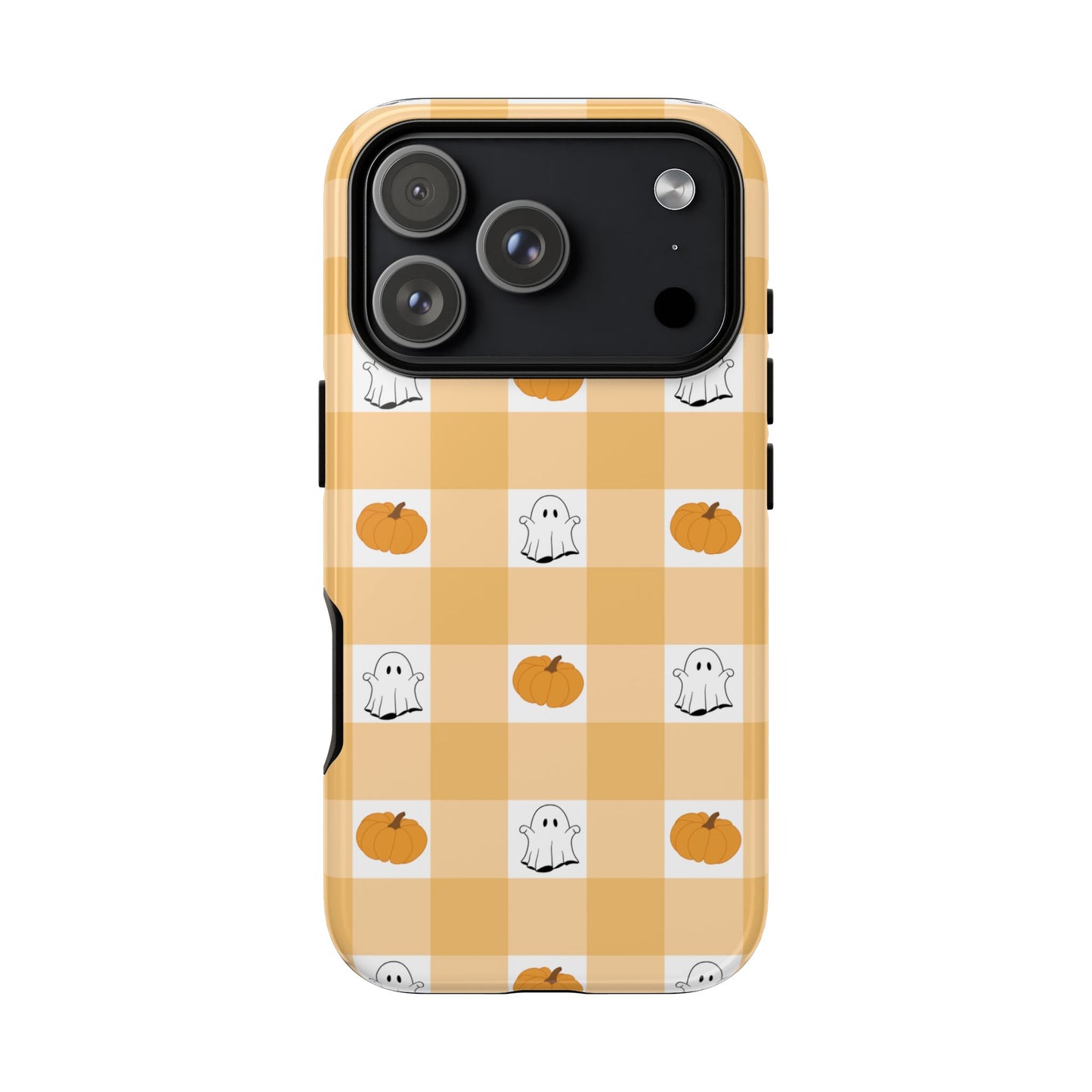 Halloween Ghost And Pumpkin Gingham Plaid Tough Phone Case