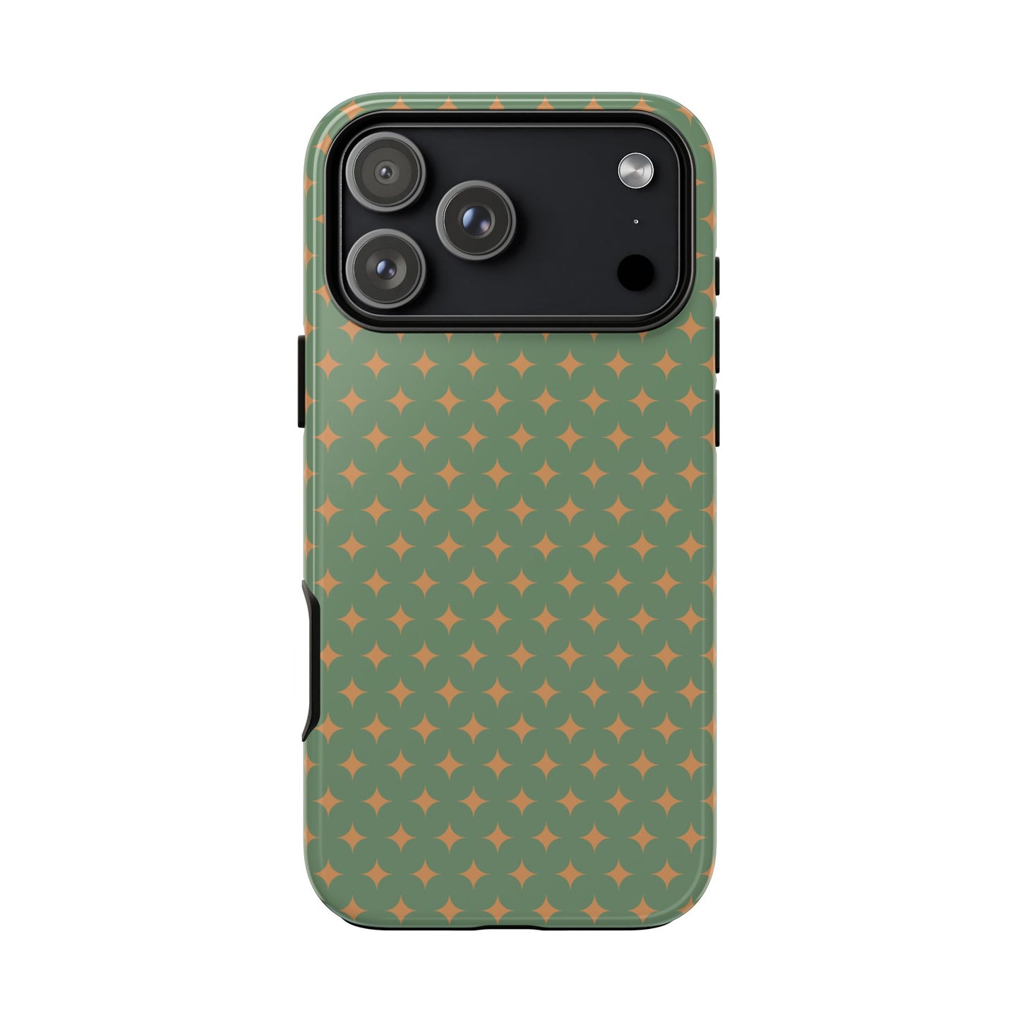 Playful Green & Orange Diamond Pattern Tough Phone Case