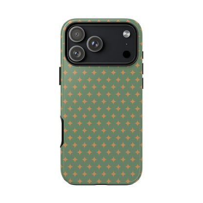 Playful Green & Orange Diamond Pattern Tough Phone Case