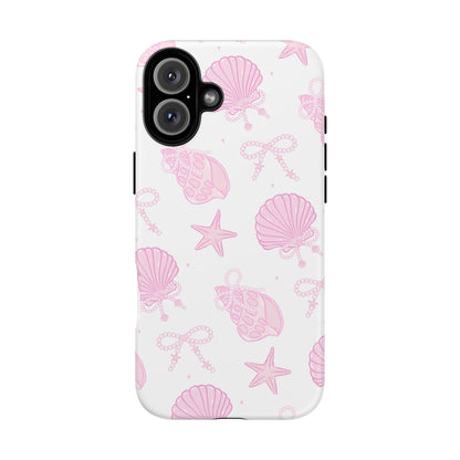 Pink Shell Bow Phone Case, Cute Ocean Inspired Case, Beach Lover Aesthetic Phone Cover, Summer Accessories
