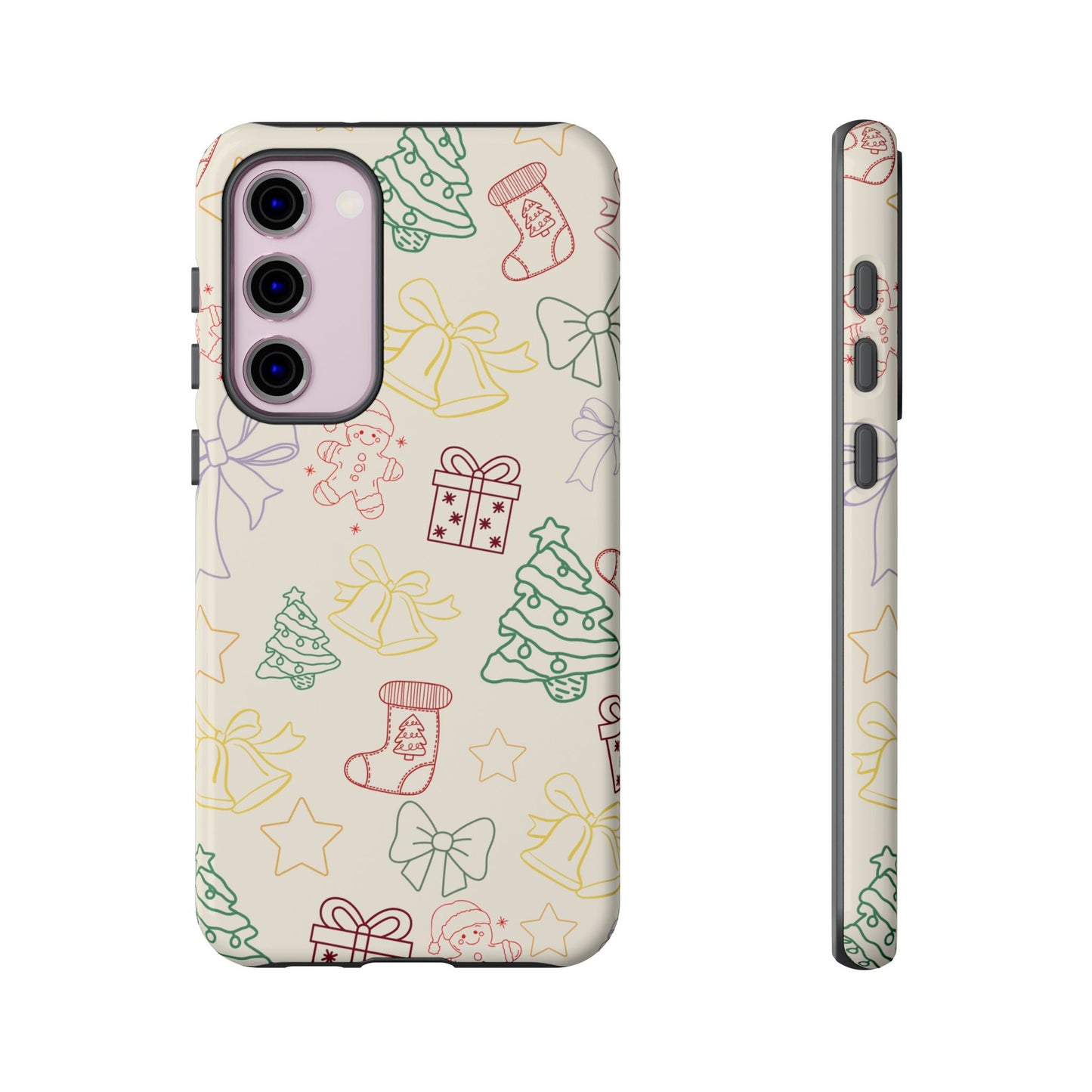 Minimal Christmas Holiday Outline Tough Phone Case