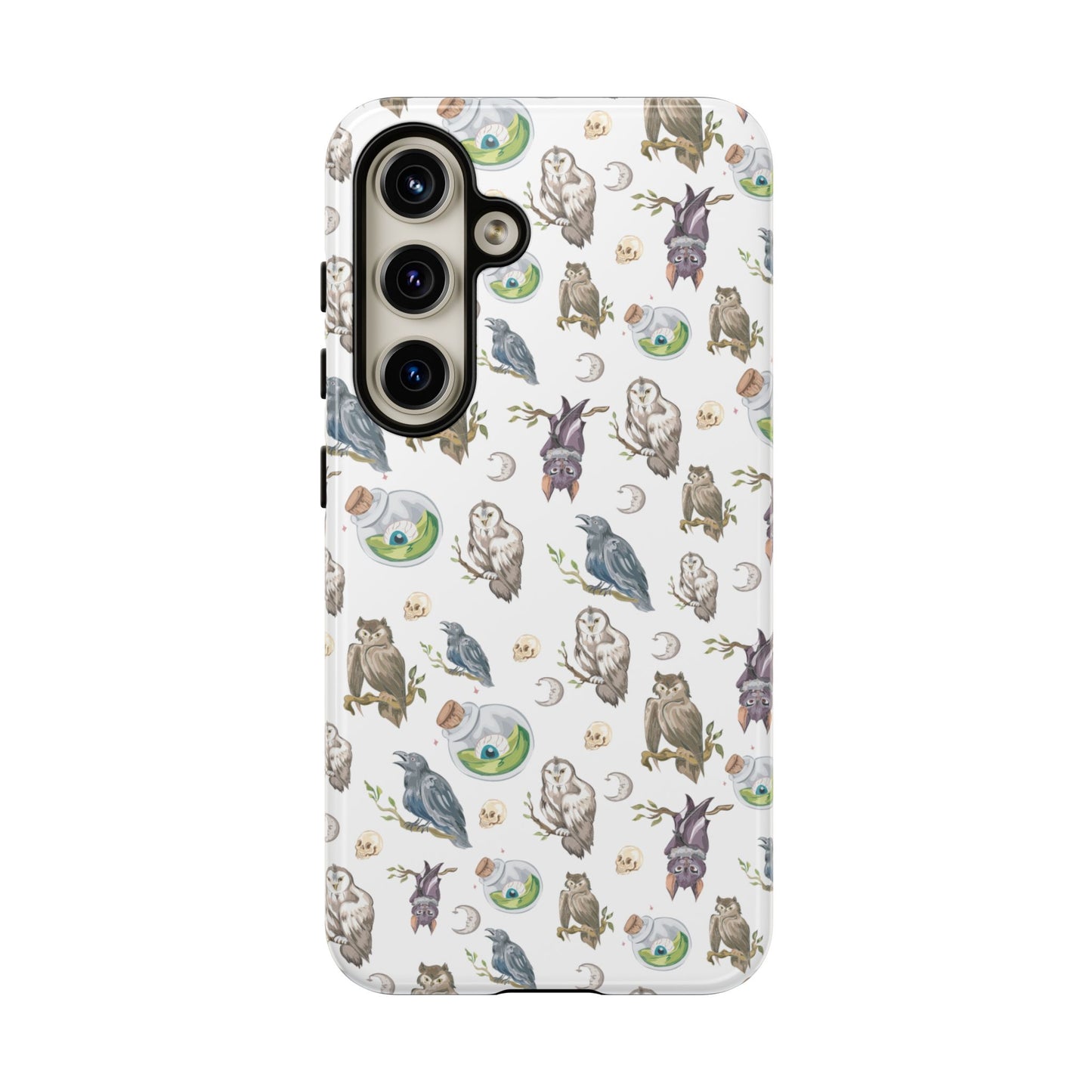 Whimsical Owl Crow Bat Eyeball Tough Phone Case