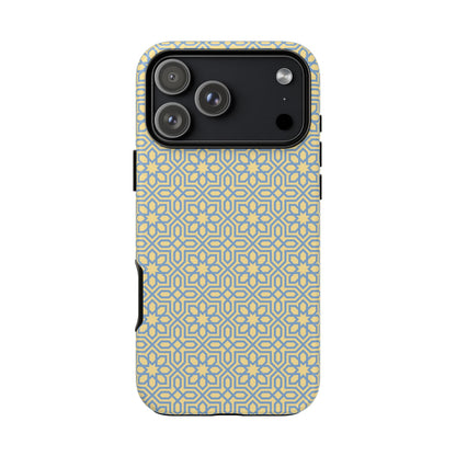 Pastel Yellow & Blue Floral Geometric Tough Phone Case