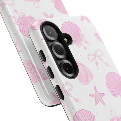 Pink Shell Bow Phone Case, Cute Ocean Inspired Case, Beach Lover Aesthetic Phone Cover, Summer Accessories