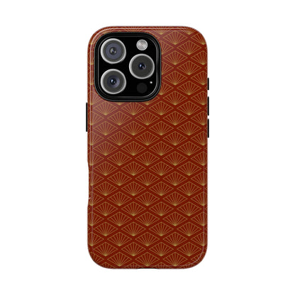 Vintage Brown & Gold Geometric Pattern Tough Phone Case