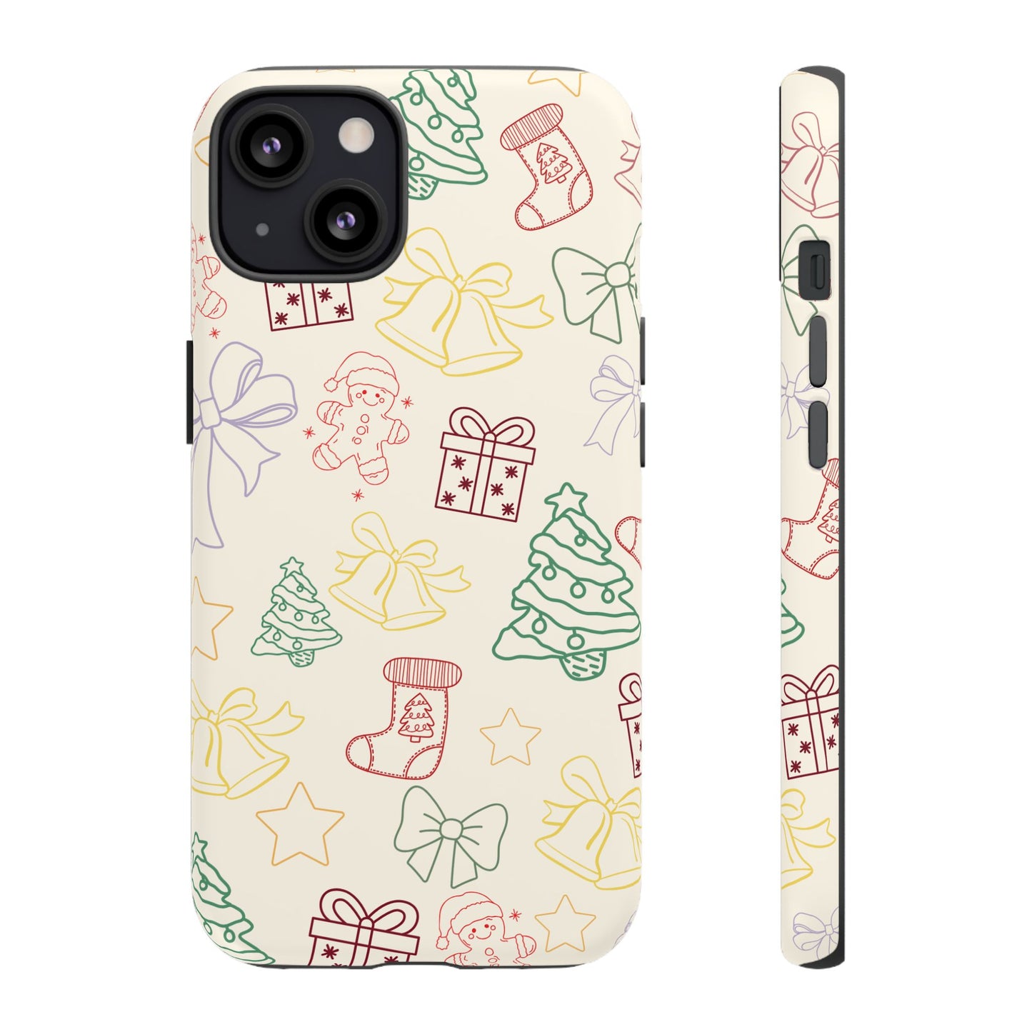 Minimal Christmas Holiday Outline Tough Phone Case