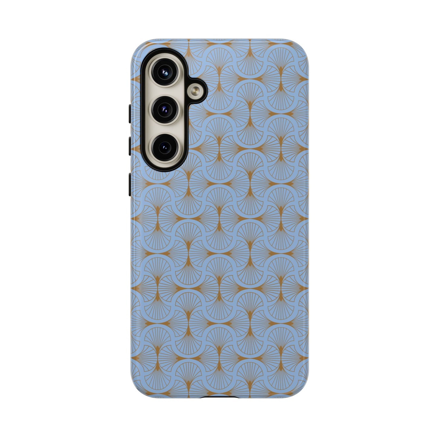 Tranquil Blue & Gold Fan Pattern Tough Phone Case