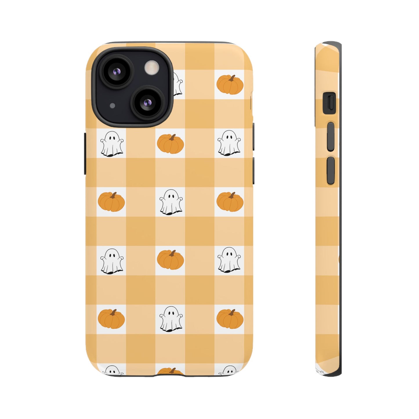 Halloween Ghost And Pumpkin Gingham Plaid Tough Phone Case