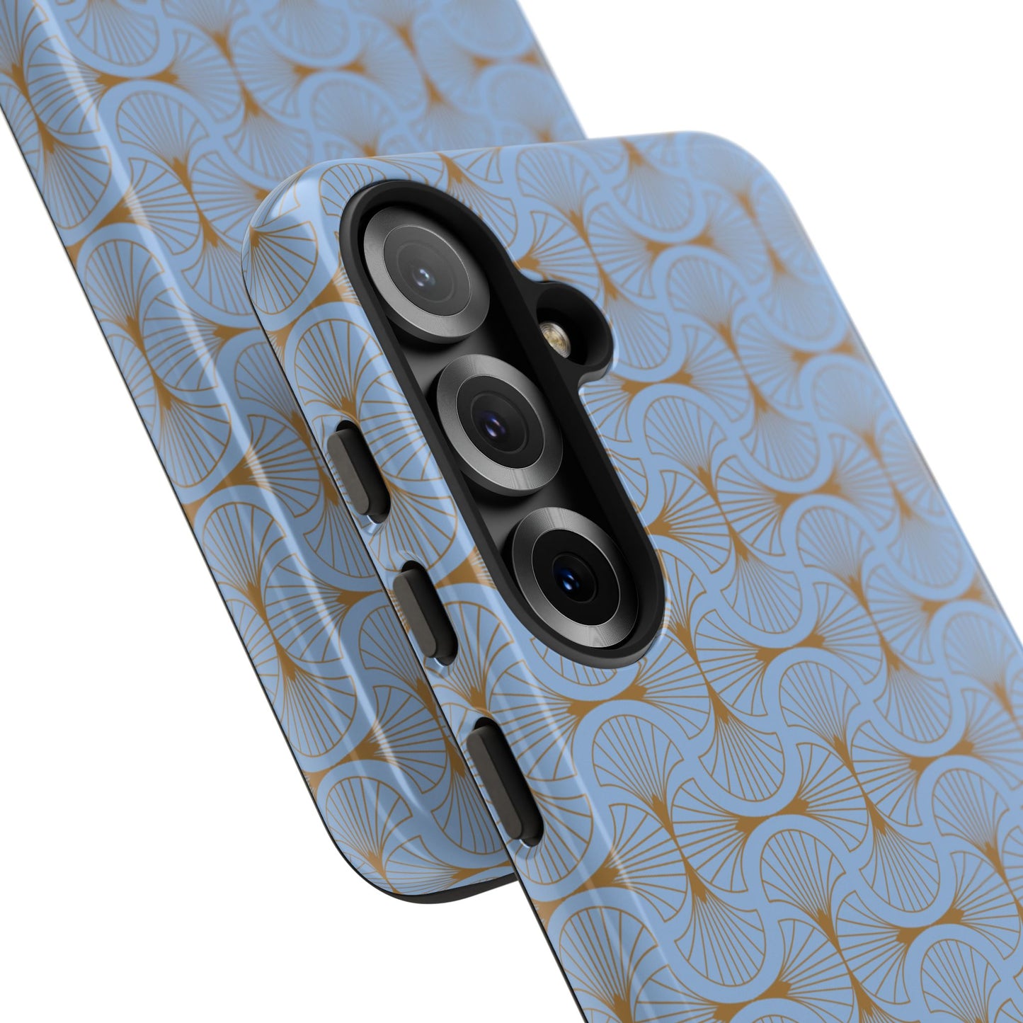 Tranquil Blue & Gold Fan Pattern Tough Phone Case