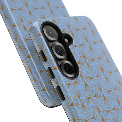Tranquil Blue & Gold Fan Pattern Tough Phone Case