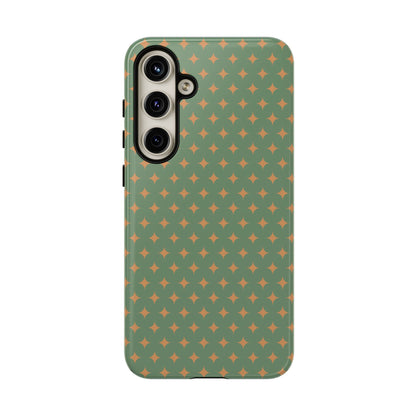 Playful Green & Orange Diamond Pattern Tough Phone Case
