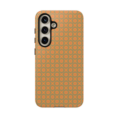Edgy Green & Orange Vintage Pattern Tough Phone Case
