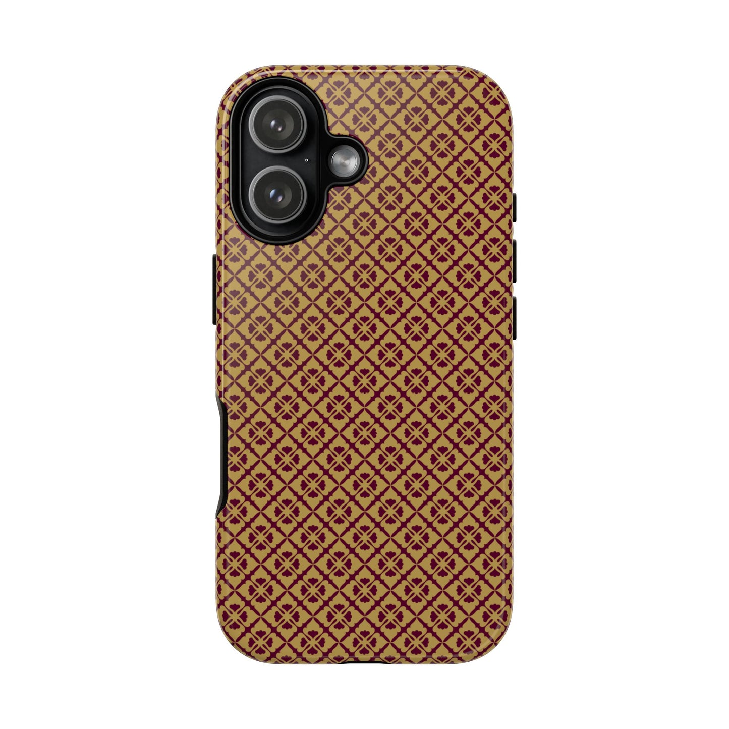 Elegant Burgundy & Gold Interlocking Geometric Tough Phone Case