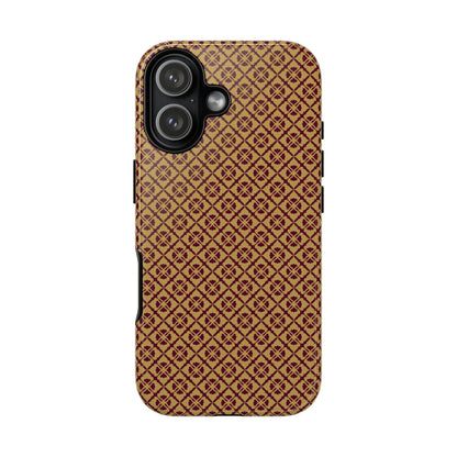 Elegant Burgundy & Gold Interlocking Geometric Tough Phone Case
