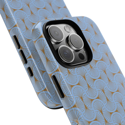 Tranquil Blue & Gold Fan Pattern Tough Phone Case