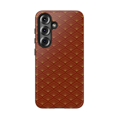 Vintage Brown & Gold Geometric Pattern Tough Phone Case