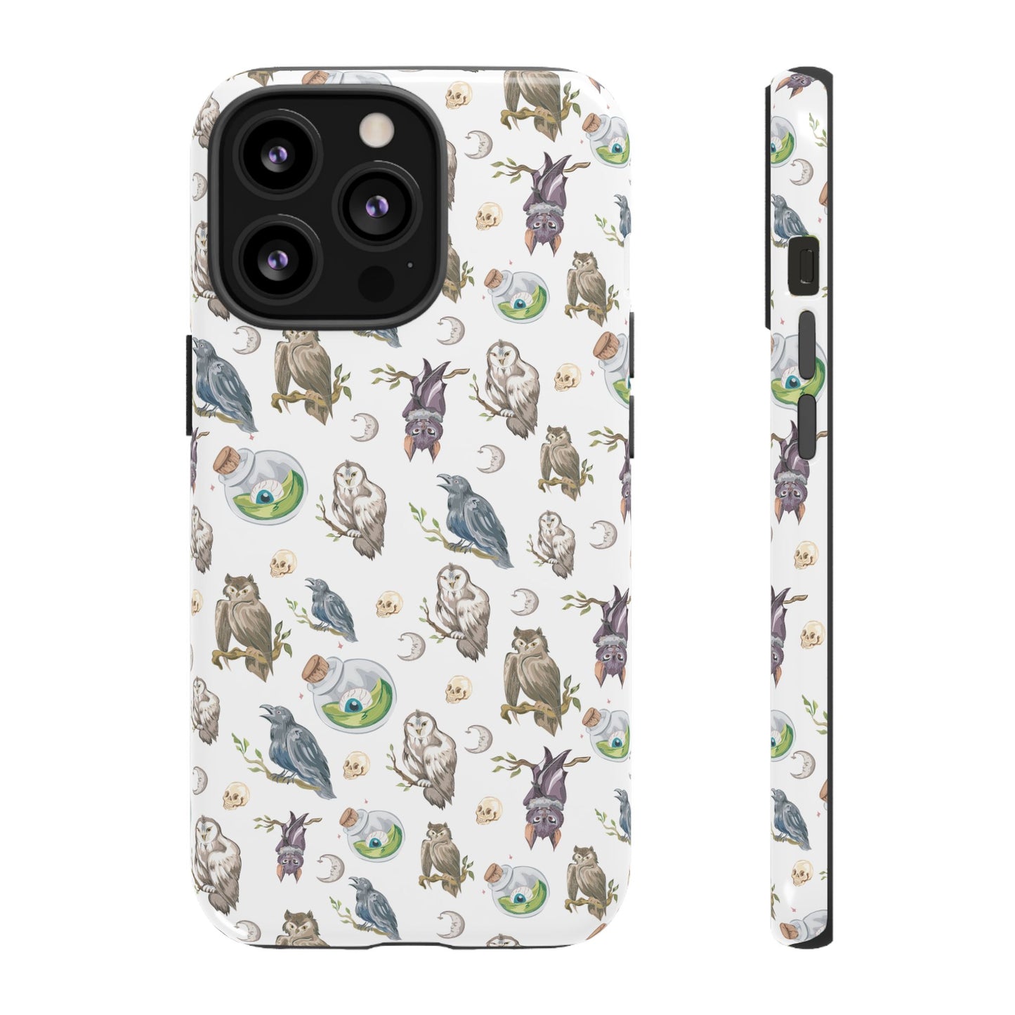 Whimsical Owl Crow Bat Eyeball Tough Phone Case