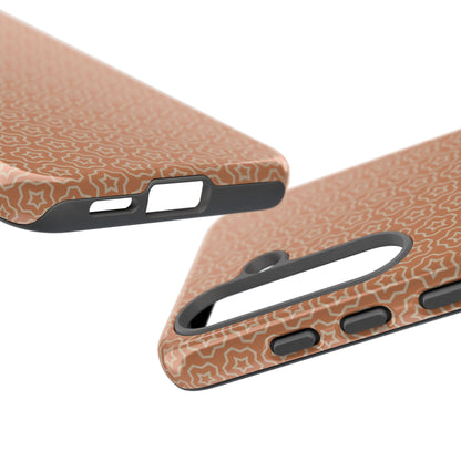 Brown With Light Orange Floral Pattern Tough Phone Case