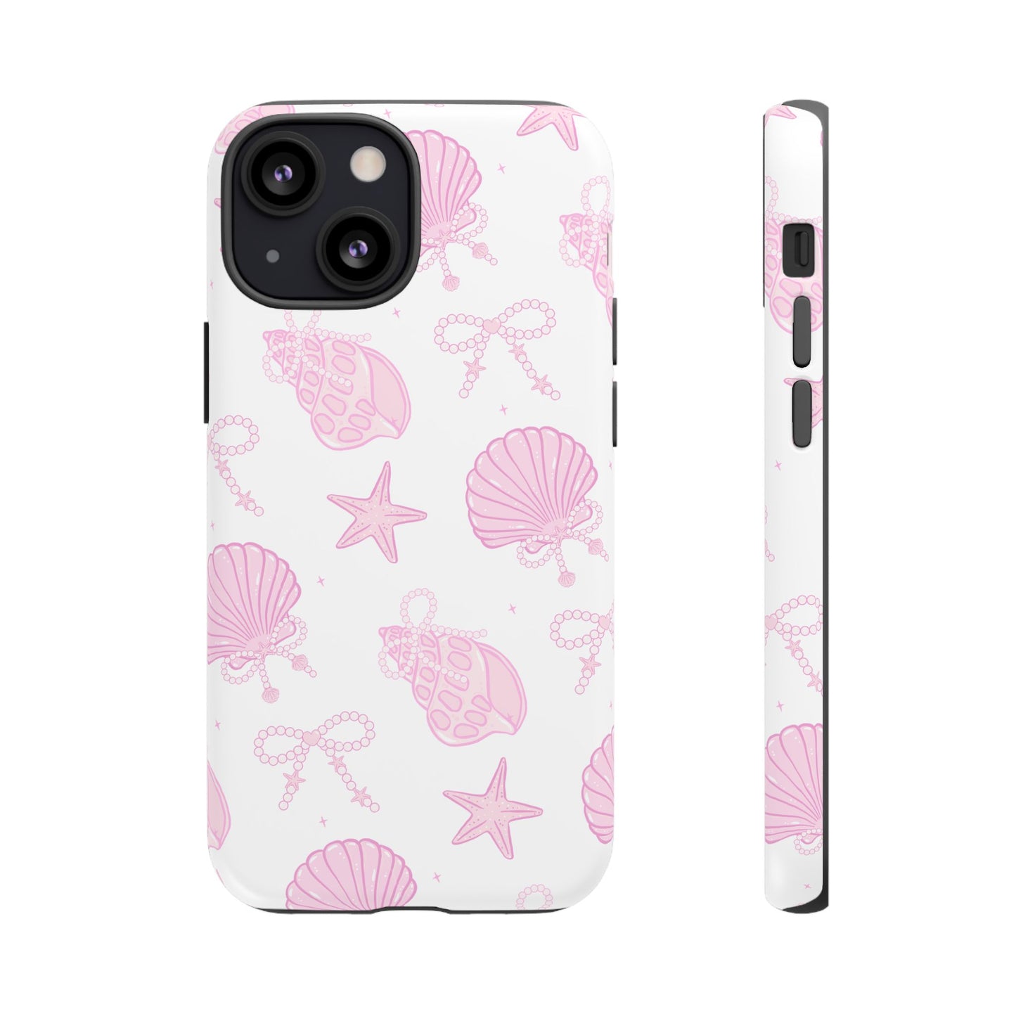 Pink Shell Bow Phone Case, Cute Ocean Inspired Case, Beach Lover Aesthetic Phone Cover, Summer Accessories