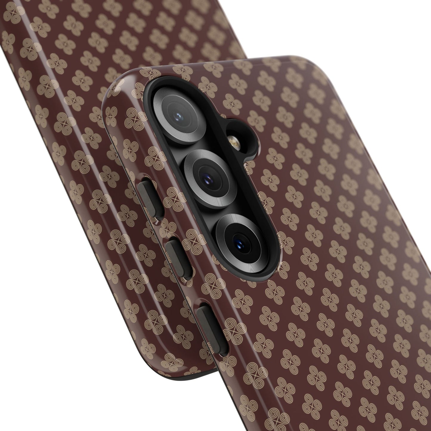 Earthy Brown & Beige Floral Tough Phone Case
