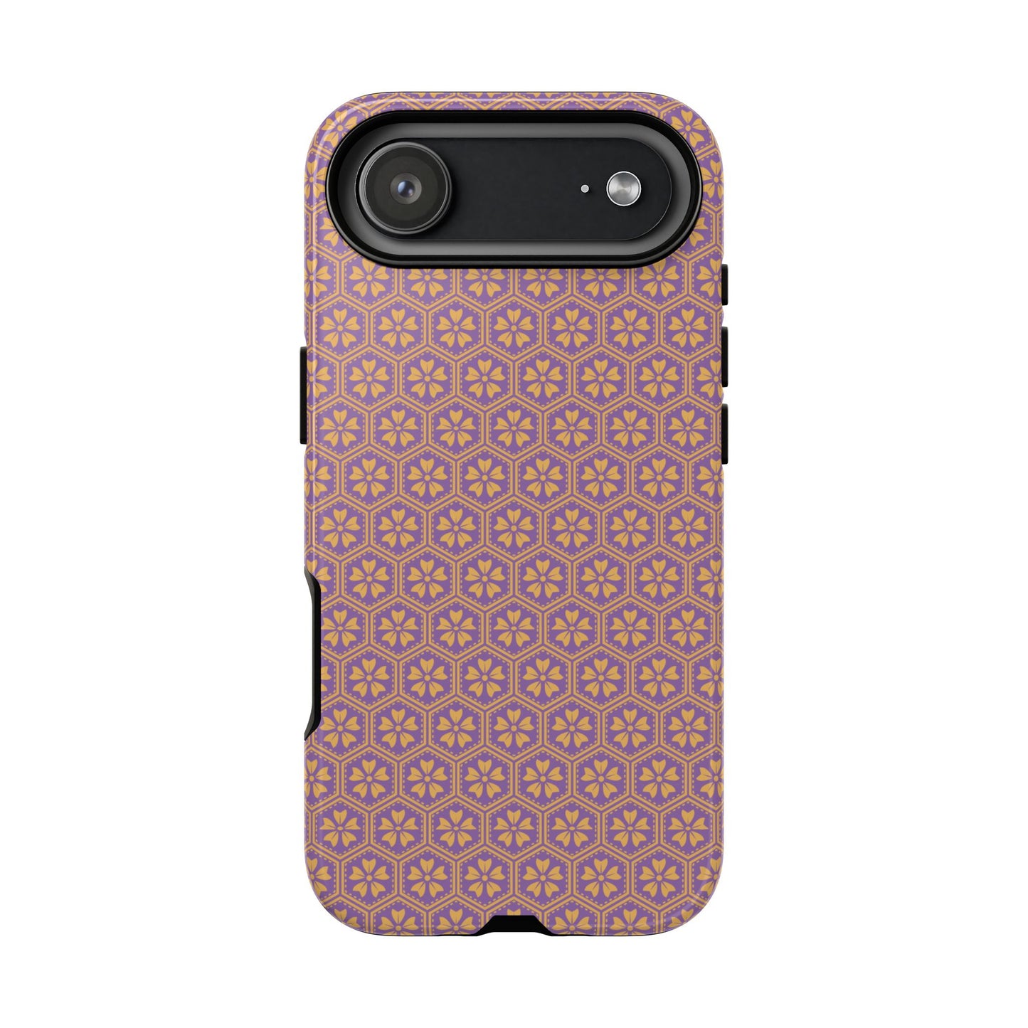 Vibrant Purple & Orange Floral Hexagon Tough Phone Case