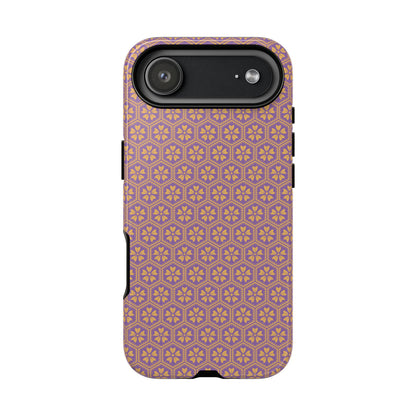 Vibrant Purple & Orange Floral Hexagon Tough Phone Case