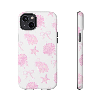 Pink Shell Bow Phone Case, Cute Ocean Inspired Case, Beach Lover Aesthetic Phone Cover, Summer Accessories