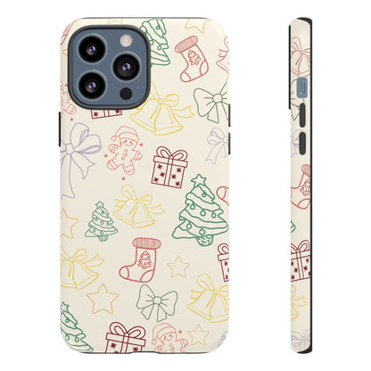Minimal Christmas Holiday Outline Tough Phone Case