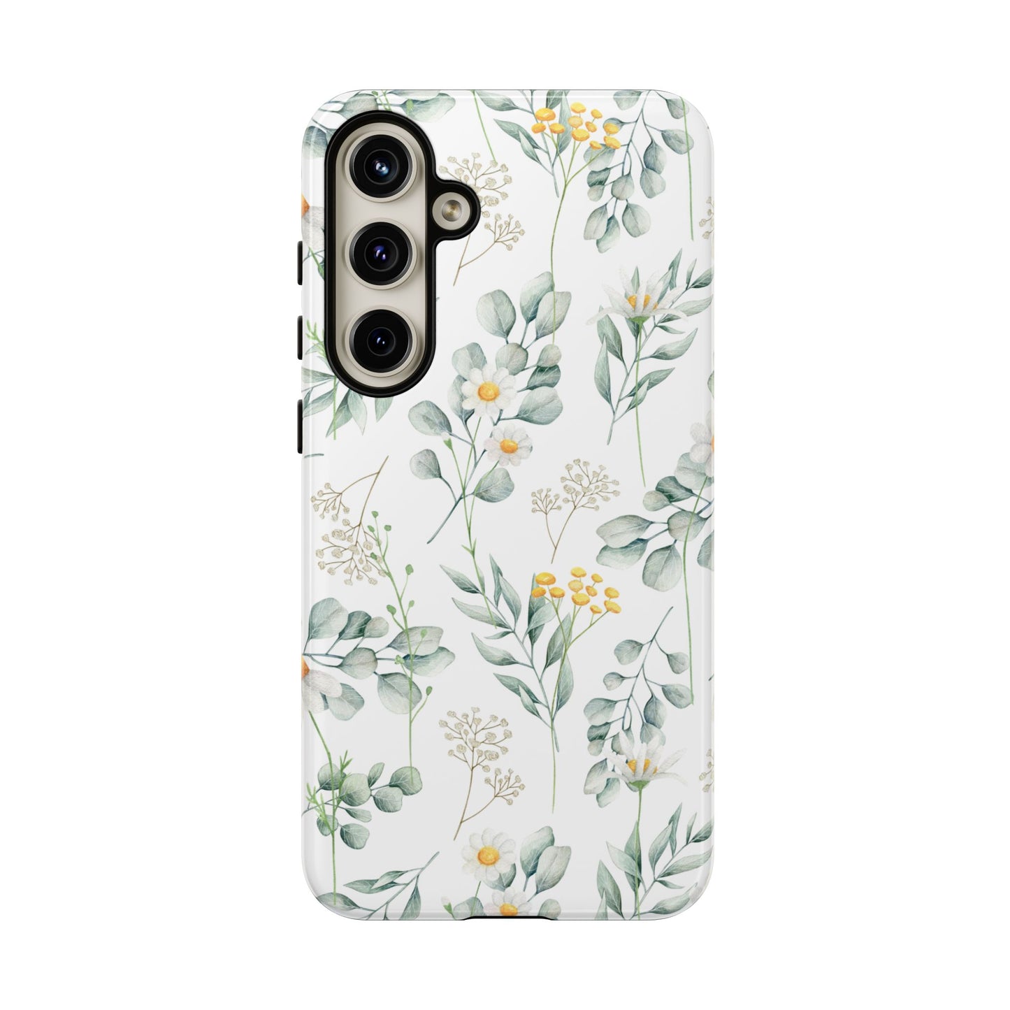 Watercolor Eucalyptus Branches and Daisy Tough Phone Case