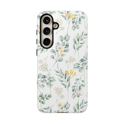 Watercolor Eucalyptus Branches and Daisy Tough Phone Case