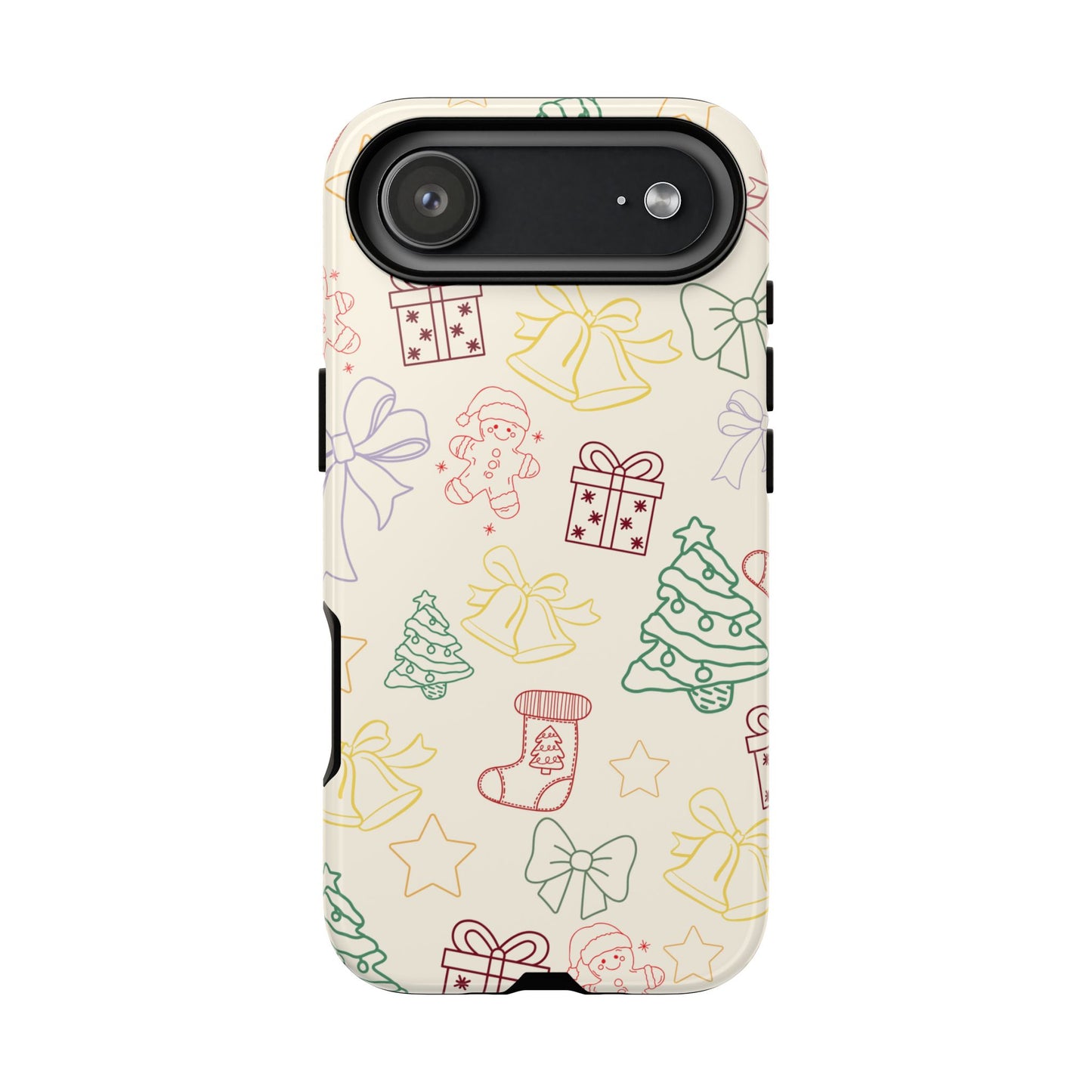 Minimal Christmas Holiday Outline Tough Phone Case