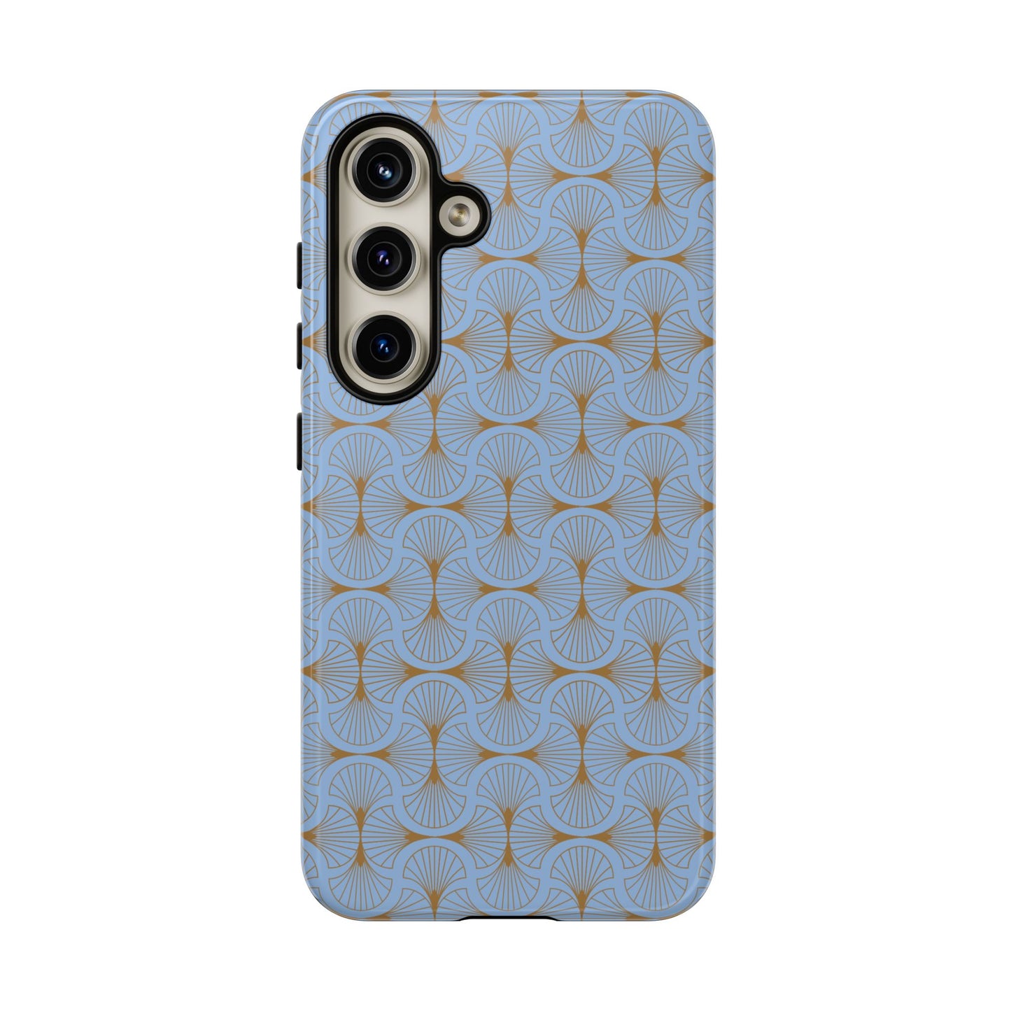 Tranquil Blue & Gold Fan Pattern Tough Phone Case