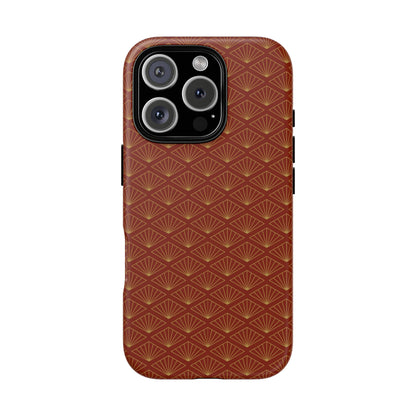 Vintage Brown & Gold Geometric Pattern Tough Phone Case