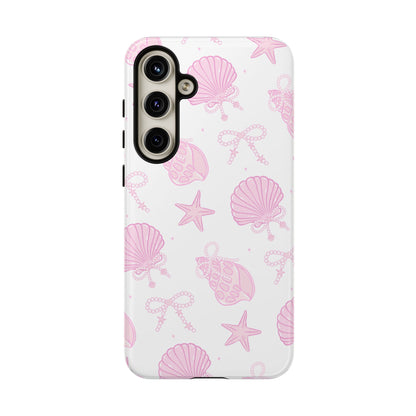 Pink Shell Bow Phone Case, Cute Ocean Inspired Case, Beach Lover Aesthetic Phone Cover, Summer Accessories